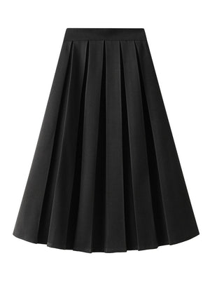 Pleated Woolen Cloth Medium Long Skirt