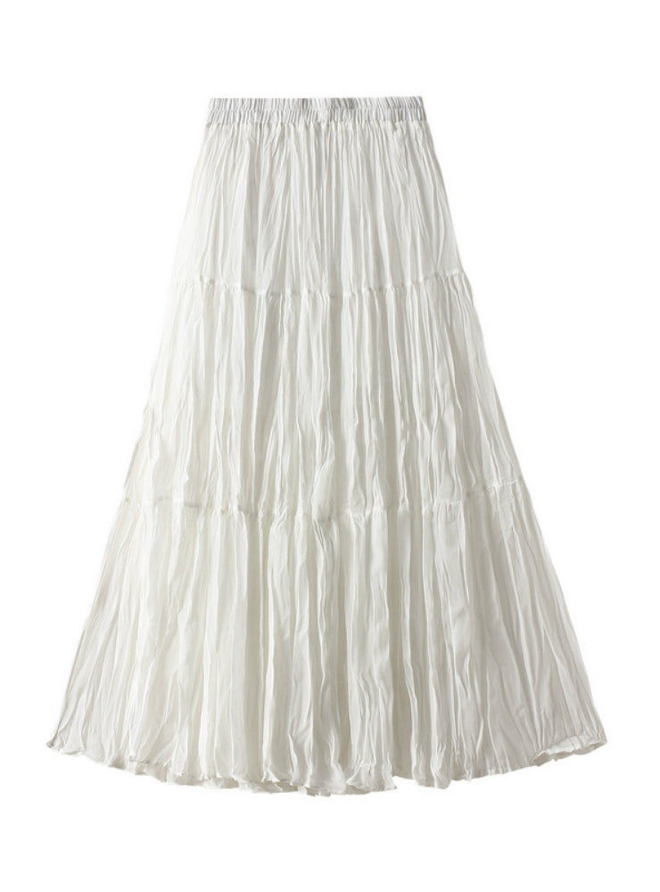 Elastic Waist Plain Flare Skirt