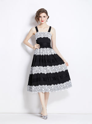 Fashion Lace Stitching Sling Dress
