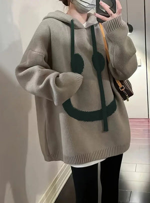 Smiling Face Loose Hooded Sweater