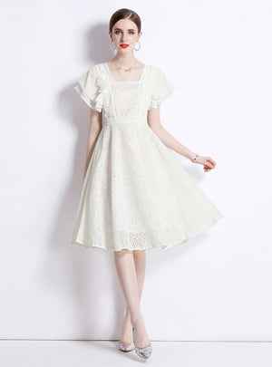 Summer Flying Sleeves Lace Dress