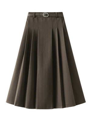 Mid-length High Waist Pleated Skirt