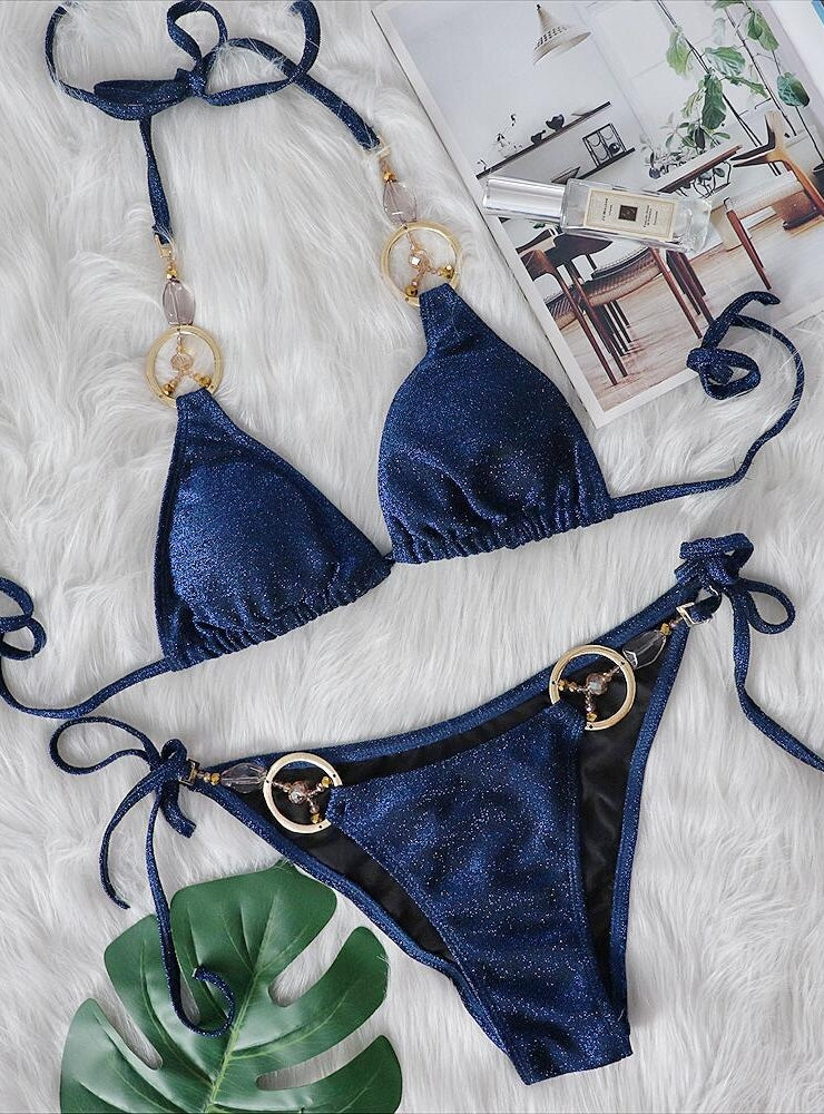 Cutout Bikini Set with Beaded Detail