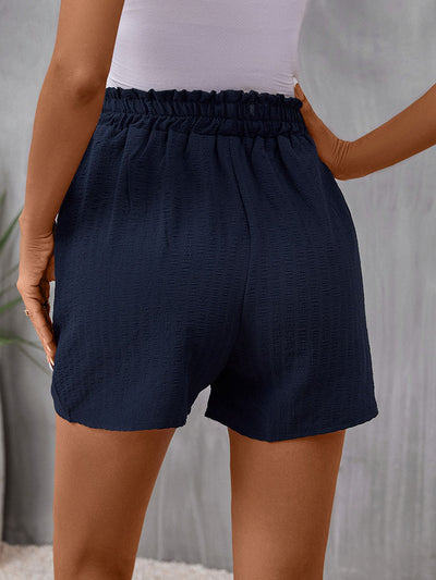 Casual Elastic Waist Lace-up Shorts