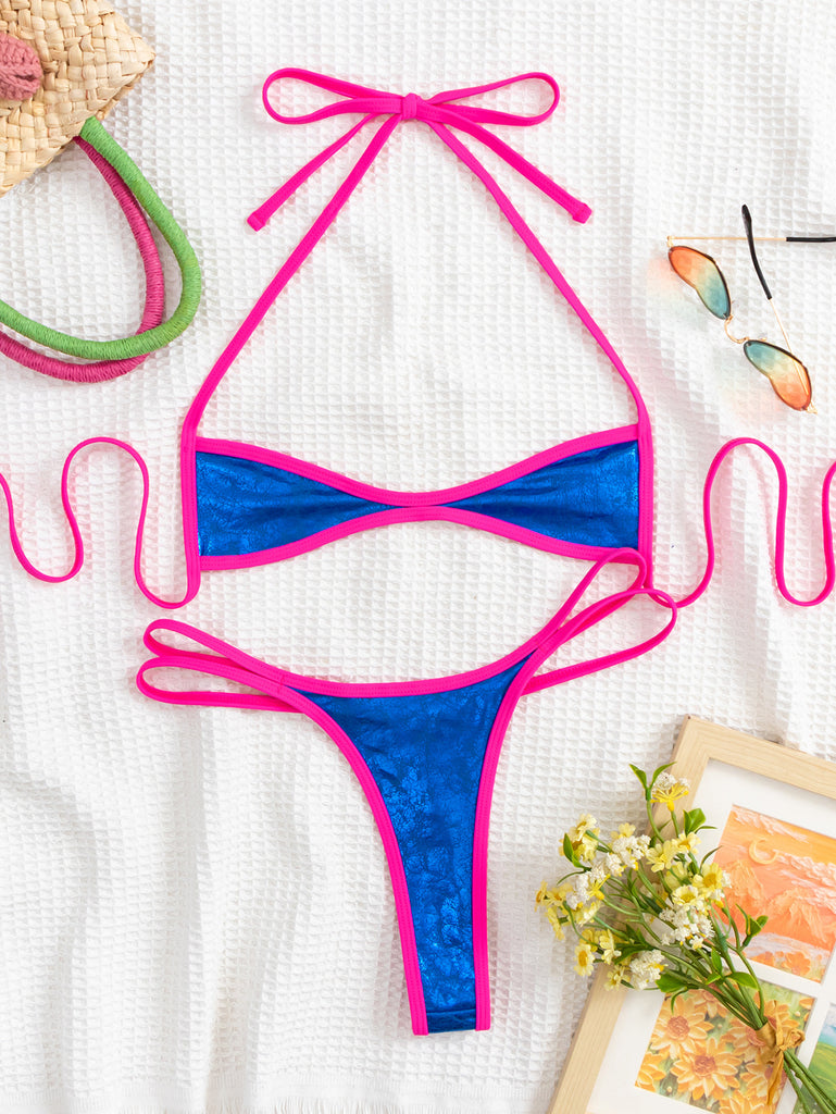 Women's sexy color matching bikini set
