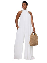 Solid Color Casual Chiffon Loose Jumpsuit