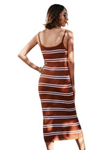 Sleeveless Knit Slim Stripes Dress