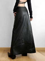 Pu Leather Slim Low Waist Skirt