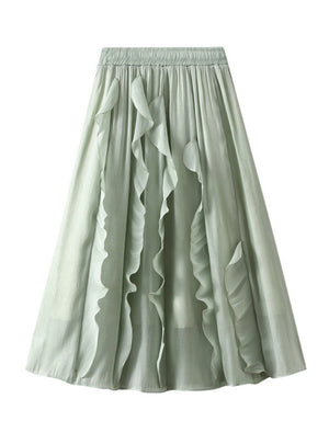 High Waist and Slim Irregular Ruffled Skirt