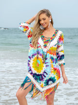 Sexy Printed Tassel Holiday Bkini Cover Up