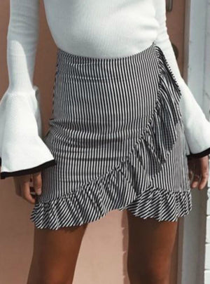 Bodycon High Waist Female Plaid Short Skirts Ruffle 