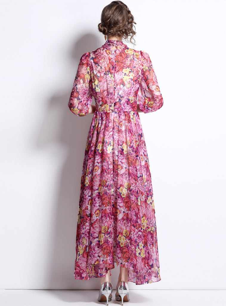 Warp Bodic Chiffon Long Dresses with Sash Bow Tangerine Plus Size