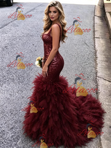 Bugrundy Mermaid Sequins Straps Prom Dress