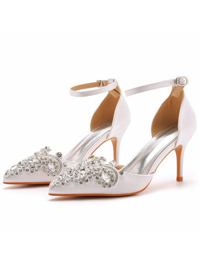 7 cm Rhinestone Pointed Stiletto Sandals