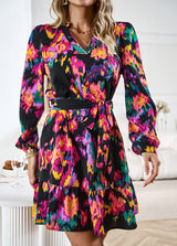 Printed Long-sleeved Shirt Dress