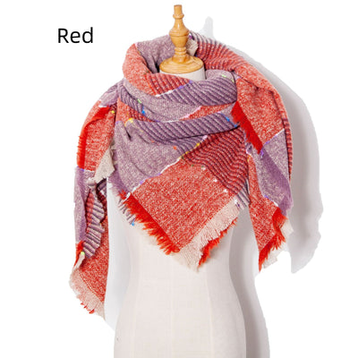 Triangular Large Plaid Bristle Scarf