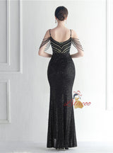 Spaghetti Straps Sequins Beading Prom Dress