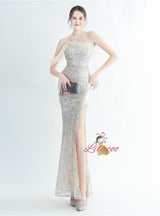 Spaghetti Straps Sequins Prom Dress