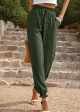 High Waist and Solid Color Pant