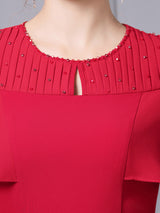 Pink Scoop Neck Beading Mother Of The Bride Dress