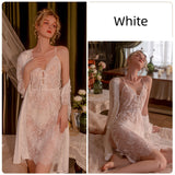 Sexy Lace Perspective Slit Suspender Nightdress