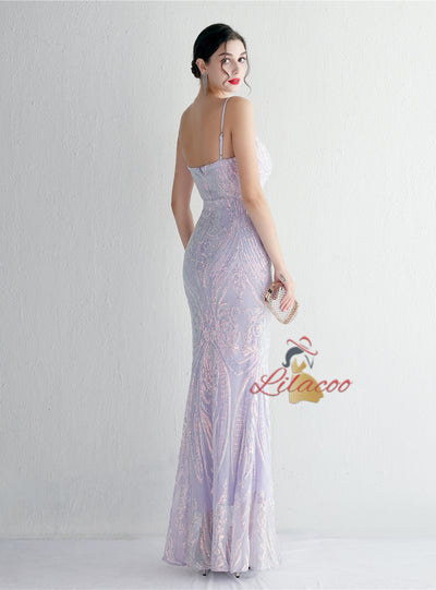 Sexy Spaghetti Straps Sequins Prom Dress