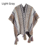 Ethnic Color Knitted Split Shawl