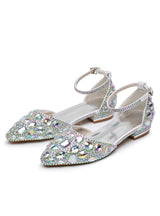 Leisure Pointed Low Heel Rhinestone Bride Shoes