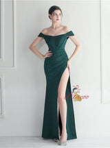 Mermaid Off the Shoulder Pleats Prom Dress