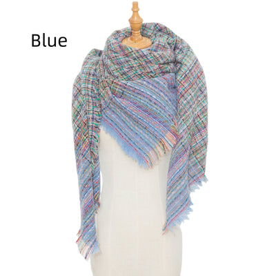 Women Fine Plaid Square Scarf