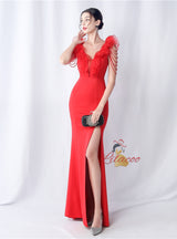 V-neck Mermaid Beading Prom Dress