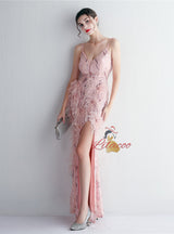 Mermaid Spaghetti Straps Sequins Prom Dress