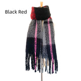 Thick Tassel Plaid Thickened Stitching Scarf