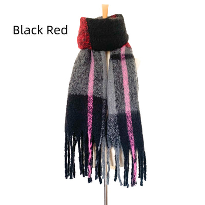 Thick Tassel Plaid Thickened Stitching Scarf