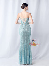 Mermaid Sequins Spaghetti Straps Prom Dress