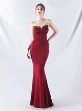 Memraid Strapless Pleats Beading Prom Dress