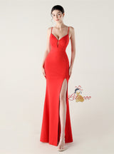 Mermaid Spaghetti Straps Split Prom Dress