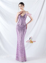 Mermaid Sequins Spaghetti Straps Prom Dress