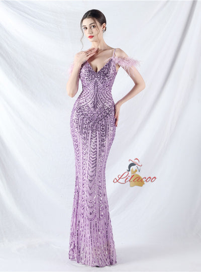 Mermaid Sequins Spaghetti Straps Prom Dress