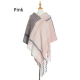 Thick Thick Tassel Color Matching Pullover Cloak