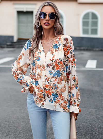 Women Long Sleeve Floral Shirt