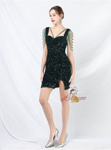 Sexy Sequins Straps Beading Mini Prom Dress