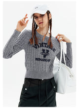 Twist Retro Letters Short Sweater