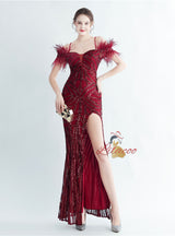 Mermaid Sequins Spaghetti Straps Prom Dress