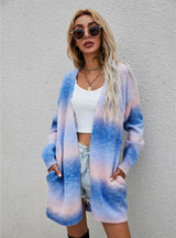 Rainbow Tie-dyed Long Sweater Coat