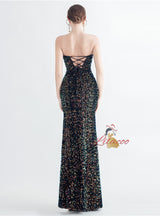 Mermaid Sequins Strapless Prom Dress