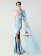 One Shoulder Mermaid Split Prom Dress