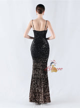 Spaghetti Straps Mermaid Sequins Prom Dress