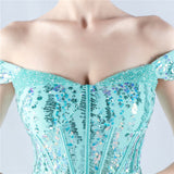 Mermaid Sequins Off the Shoulder Beading Prom Dress