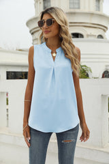 Solid Color Chiffon Shirt V-neck Vest